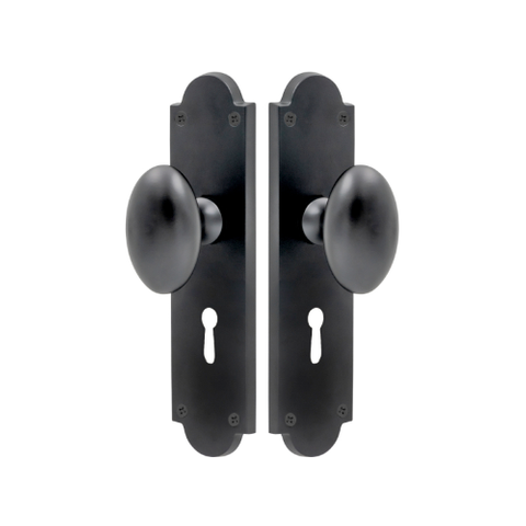 VICTORIAN STYLE STD KEYHOLE LONG PLATE WITH KNOB BLACK