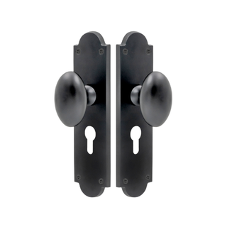 VICTORIAN STYLE EURO LONG PLATE WITH KNOB BLACK