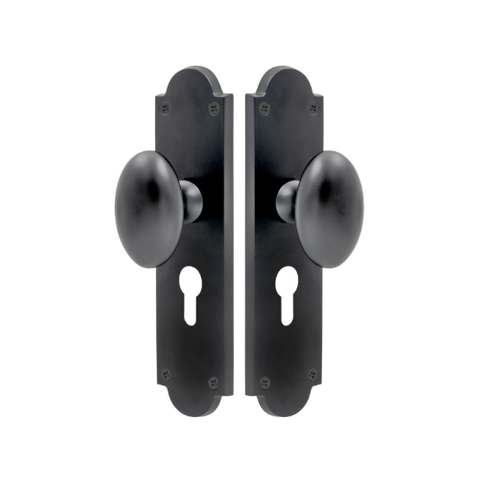 VICTORIAN STYLE EURO LONG PLATE WITH KNOB BLACK