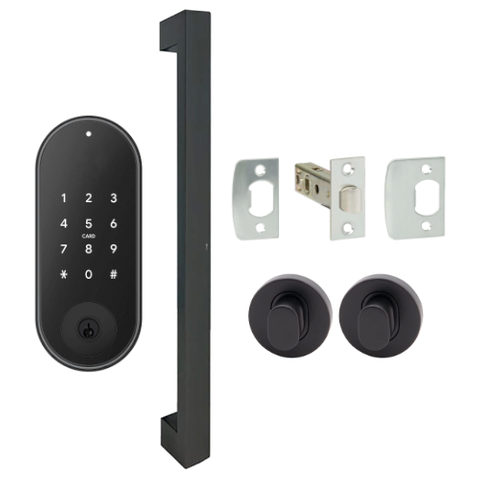 MN ELECTRONIC DEADBOLT + PULL HANDLE + TURN KIT BLACK