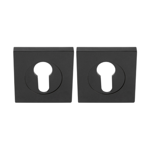 ESCUTCHEON EURO SQUARE BLACK (PAIR)