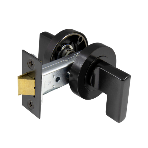 MINI LEVER LATCH SET - 60mm BACKSET - ROUND ROSE BLACK