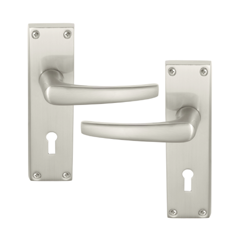 LEVER LOCK FURNITURE SET WITH STD KEYHOLE BN