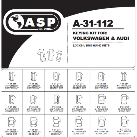 SO - VOLKSWAGEN & AUDI (HU162) KEYING KIT - CLEARANCE