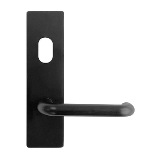 MNC EXTERNAL PLATE WITH LEVER / CYL HOLE - WIDE STYLE BLACK
