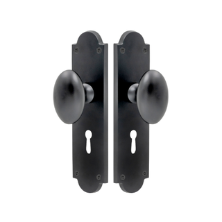 VICTORIAN STYLE STD KEYHOLE LONG PLATE WITH KNOB BLACK