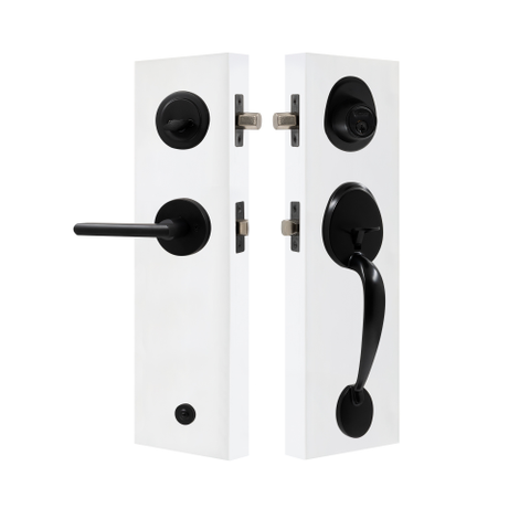 GRIPSET OVAL WITH LEVER AND DEADBOLT BLACK
