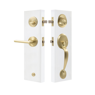 GRIPSET OVAL WITH LEVER AND DEADBOLT SATIN BRASS