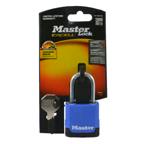 MASTER PADLOCK LAMINATED 45mm - W/ COVER QUAD PACK KA