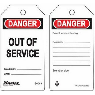 MASTER SAFETY LOCKOUT TAG - OUT OF SERVICE (6PK)