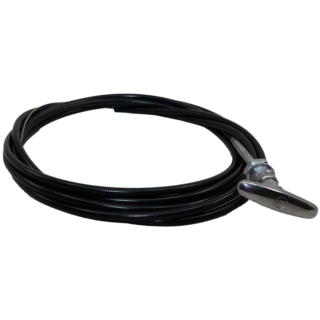 Coiled push-pull control cable with metal fittings