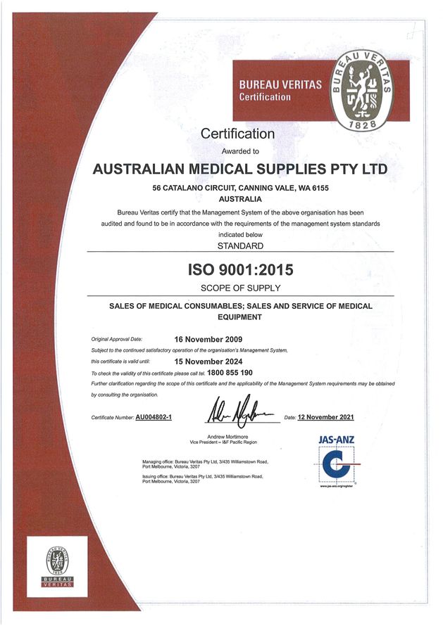 AMS ISO9001 2015 Certificate Nov2021