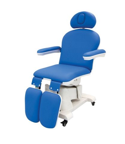 Nova Eden Podiatry Chair. Height, back rest & tilt adjustable. Foot & hand control included. Aqua (Darker Blue Colour)