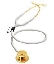 Stethoscope, MD One Gold Stainless Steel MDF, White Tubing