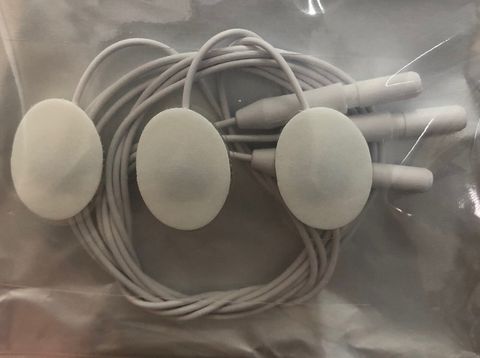 Electrode, Premature, Disposable wire foam, 20x15mm (oval), radiotranslucent, 1.5mm DIN socket connection, solid gel
