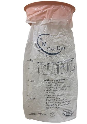AMSick Bag, Vomit/Waste Bag 1.5L with graduations