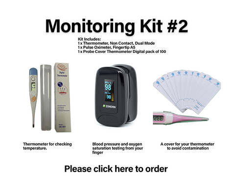 Kit, Monitoring #2 includes:  1 x Pulse Oximeter A5, 1x Thermometer Digital, 1 pkt thermometer cover