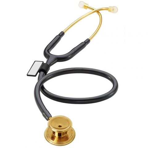 MD One Gold Stainless Steel MDF Stethoscope Black Tubing