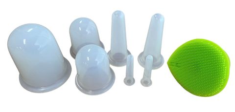 8 Piece Silicone Cupping Set Including Facial Scrubber