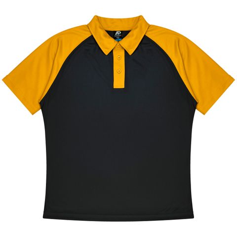 MENS MANLY POLO BLACK/GOLD S
