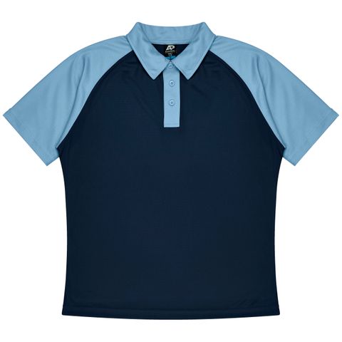 MENS MANLY POLO NAVY/SKY S