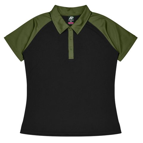 LADY MANLY POLO BLACK/ARMY GREEN 6