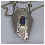 Etched sterling silver necklace with boulder opal