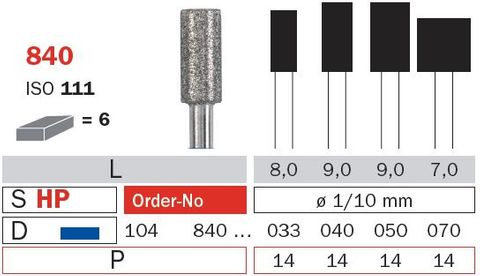 Diaswiss Diamond Bur 840 - Short Cylinder 5.0mm