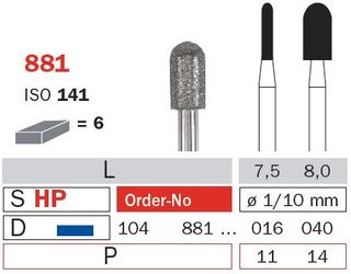 Diaswiss Diamond Bur Round End ShortCylinder 1.6mm