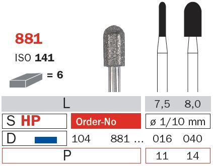 Diaswiss Diamond Bur Round End ShortCylinder 1.6mm