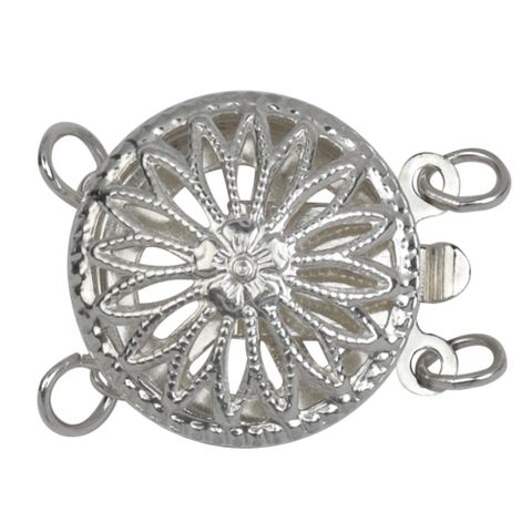 Pearl Clasp Round 2 Strand Filigree - S/S 12.5mm