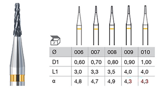 Busch 38AU Cross Cut Fissure Tapered T/C Bur 0.8mm
