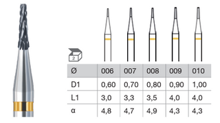 Busch 38AU Cross Cut Fissure Tapered T/C Bur 0.9mm