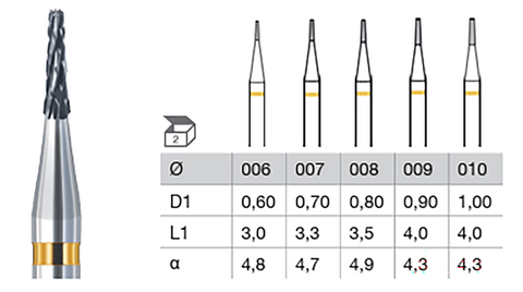 Busch 38AU Cross Cut Fissure Tapered T/C Bur 0.9mm