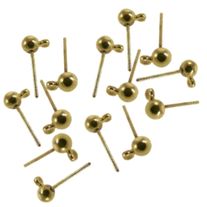 Ball & Hook Stud - Gold plated 3mm (10 pairs)