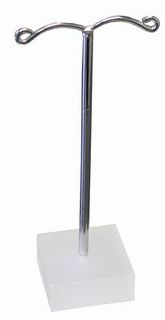 Small Silver Metal Earring Stand Clear - Square