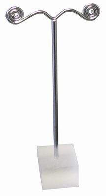 Large Silver Metal Earring Stand Clear - Square