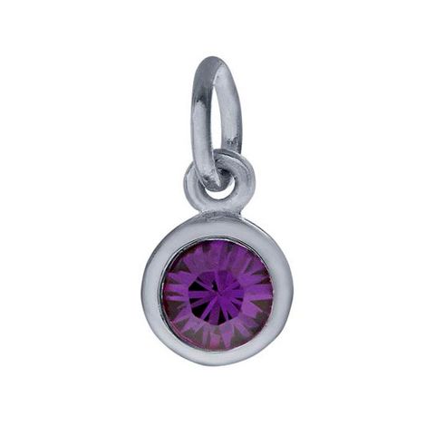 Sterling Silver Charm with Birthstone Crystal, FEB