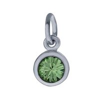 Sterling Silver Charm with Birthstone Crystal, AUG