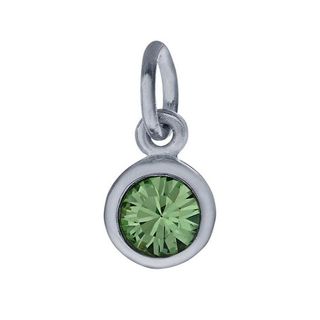 Sterling Silver Charm with Birthstone Crystal, AUG