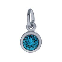 Sterling Silver Charm with Birthstone Crystal, DEC