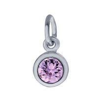 Sterling Silver Charm with Birthstone Crystal, JUN