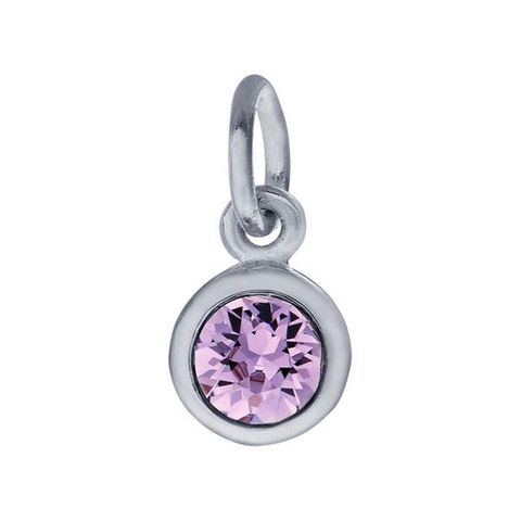 Sterling Silver Charm with Birthstone Crystal, JUN