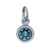Sterling Silver Charm with Birthstone Crystal, MAR