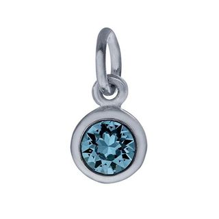 Sterling Silver Charm with Birthstone Crystal, MAR