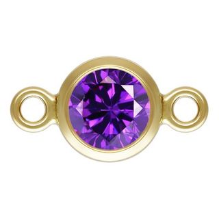 Charm connector - 14/20GF 4mm CZ Amethyst