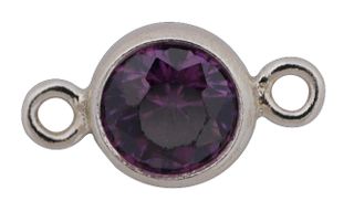Charm connector - Silver 4mm CZ Amethyst
