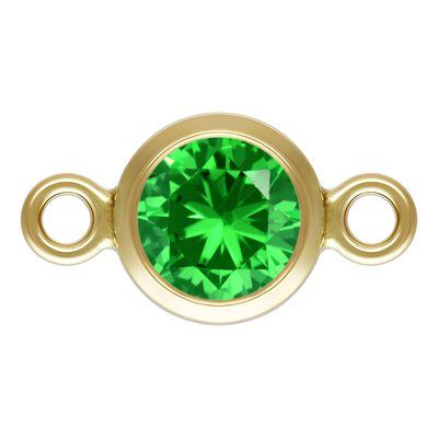 Charm connector - 14/20GF 4mm CZ Green