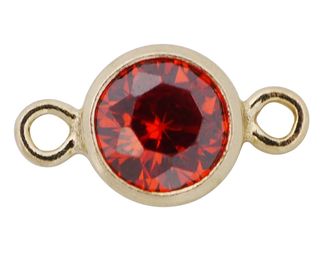 Charm connector - 14/20GF 4mm CZ Ruby