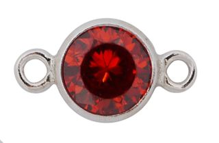 Charm connector - Silver 4mm CZ Ruby